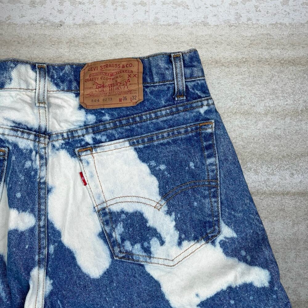 True Vintage 70s Levis Jeans 506 36x32 Straight Fit Acid Wash Made in USA Denim - Picture 3 of 7